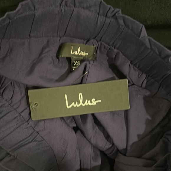 NWT Lulus Always Here For You Navy Blue Tie Wrap Front Wide Leg Pants - XS - Picture 11 of 14